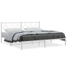 Cadre de lit métal sans matelas et tête de lit blanc 200x200 cm 