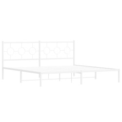 Cadre de lit métal sans matelas et tête de lit blanc 200x200 cm 