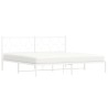 Cadre de lit métal sans matelas et tête de lit blanc 200x200 cm 