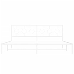 Cadre de lit métal sans matelas et tête de lit blanc 200x200 cm 
