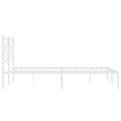 Cadre de lit métal sans matelas et tête de lit blanc 200x200 cm 