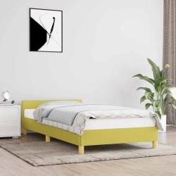 Cadre de lit avec tête de lit sans matelas vert 90x190 cm tissu 