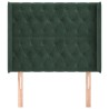 Tête de lit avec oreilles Vert foncé 103x16x118/128 cm Velours 