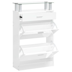 Armoire à chaussure Blanc brillant 63x24x104 cm Bois ingénierie 