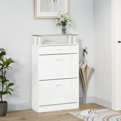 Armoire à chaussure Blanc brillant 63x24x104 cm Bois ingénierie 