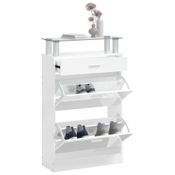 Armoire à chaussure Blanc brillant 63x24x104 cm Bois ingénierie 