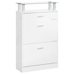 Armoire à chaussure Blanc brillant 63x24x104 cm Bois ingénierie 