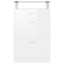 Armoire à chaussure Blanc brillant 63x24x104 cm Bois ingénierie 