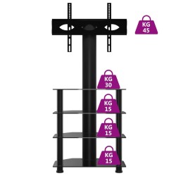 Meuble TV d'angle 4 niveaux pour 32-70 pouces noir 