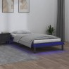 Cadre de lit à LED sans matelas gris 90x200 cm bois massif 