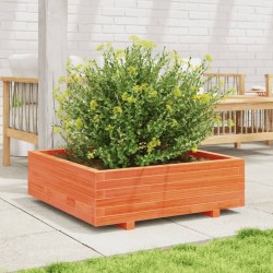 Jardinière cire marron 90x90x26,5 cm bois de pin massif 