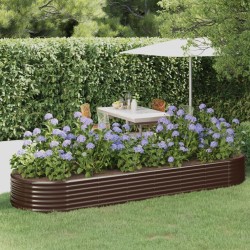 Lit surélevé de jardin Acier enduit de poudre marron 