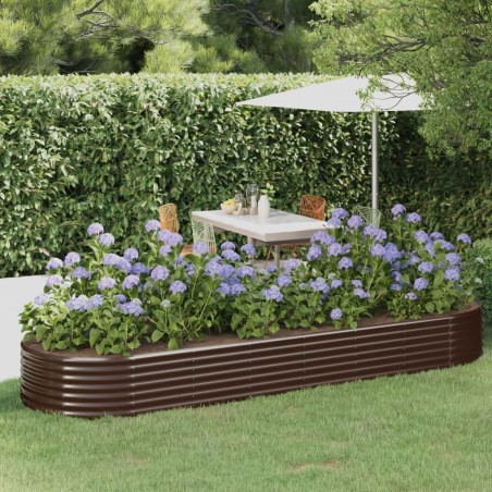 Lit surélevé de jardin Acier enduit de poudre marron 