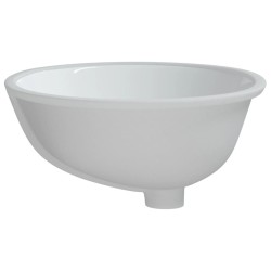 Évier de salle de bain blanc 47x39x21 cm ovale céramique 