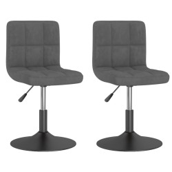 Chaises pivotantes à manger lot de 2 gris foncé velours 