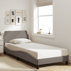 Cadre de lit avec tête de lit sans matelas taupe 80x200cm tissu 