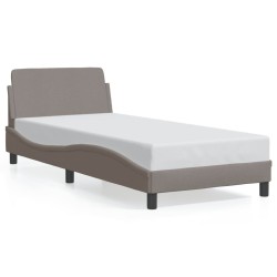 Cadre de lit avec tête de lit sans matelas taupe 80x200cm tissu 