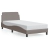 Cadre de lit avec tête de lit sans matelas taupe 80x200cm tissu 