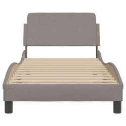 Cadre de lit avec tête de lit sans matelas taupe 80x200cm tissu 