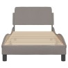 Cadre de lit avec tête de lit sans matelas taupe 80x200cm tissu 
