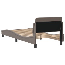Cadre de lit avec tête de lit sans matelas taupe 80x200cm tissu 