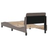 Cadre de lit avec tête de lit sans matelas taupe 80x200cm tissu 