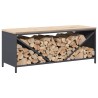 Étagère à bois de chauffage avec plateau en bois anthracite 