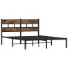 Cadre de lit en métal sans matelas chêne fumé 135x190 cm 