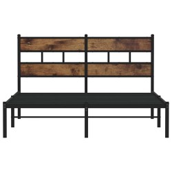 Cadre de lit en métal sans matelas chêne fumé 135x190 cm 
