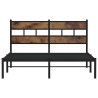 Cadre de lit en métal sans matelas chêne fumé 135x190 cm 