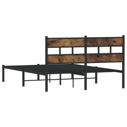 Cadre de lit en métal sans matelas chêne fumé 135x190 cm 