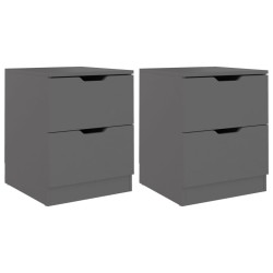 Tables de chevet 2 pcs Gris 40x40x50 cm bois d’ingénierie 