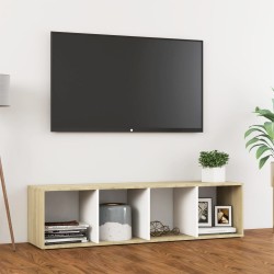 Meuble TV blanc chêne sonoma 142,5x35x36,5 cm bois d'ingénierie 