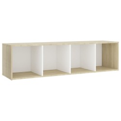 Meuble TV blanc chêne sonoma 142,5x35x36,5 cm bois d'ingénierie 