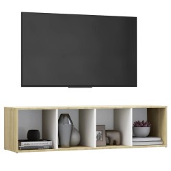 Meuble TV blanc chêne sonoma 142,5x35x36,5 cm bois d'ingénierie 