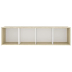 Meuble TV blanc chêne sonoma 142,5x35x36,5 cm bois d'ingénierie 