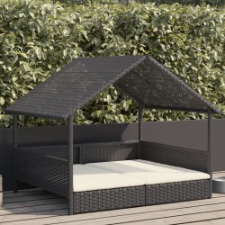 Niche pour chien avec coussin résine tressée 