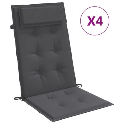 Coussins de chaise à dossier haut lot de 4 anthracite 