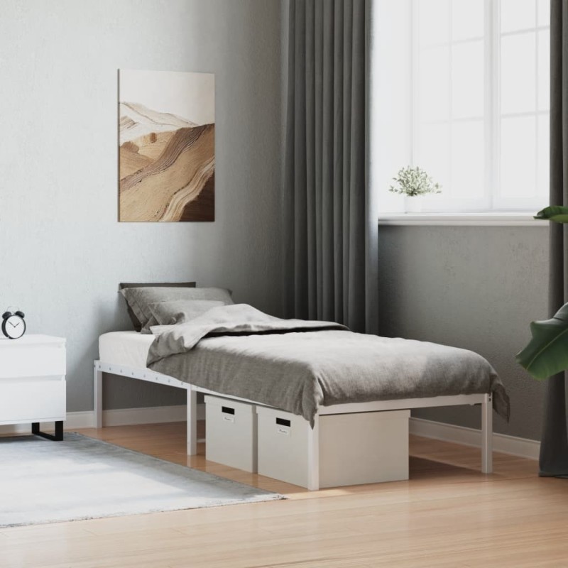Cadre de lit métal blanc 80x200 cm 