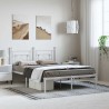 Cadre de lit métal sans matelas et tête de lit blanc 150x200 cm 