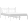 Cadre de lit métal sans matelas et tête de lit blanc 150x200 cm 