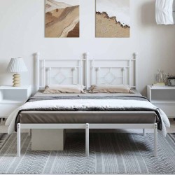 Cadre de lit métal sans matelas et tête de lit blanc 150x200 cm 