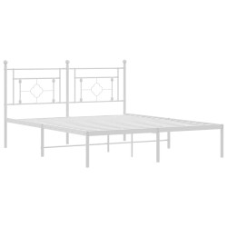 Cadre de lit métal sans matelas et tête de lit blanc 150x200 cm 