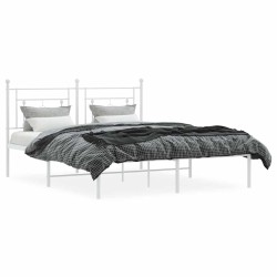 Cadre de lit métal sans matelas et tête de lit blanc 150x200 cm 