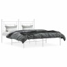 Cadre de lit métal sans matelas et tête de lit blanc 150x200 cm 