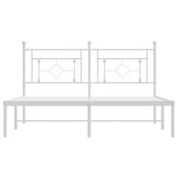Cadre de lit métal sans matelas et tête de lit blanc 150x200 cm 