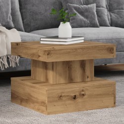 Table basse avec lumières LED chêne artisanal 50x50x40 cm 