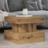 Table basse avec lumières LED chêne artisanal 50x50x40 cm 