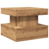 Table basse avec lumières LED chêne artisanal 50x50x40 cm 
