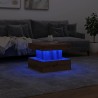 Table basse avec lumières LED chêne artisanal 50x50x40 cm 